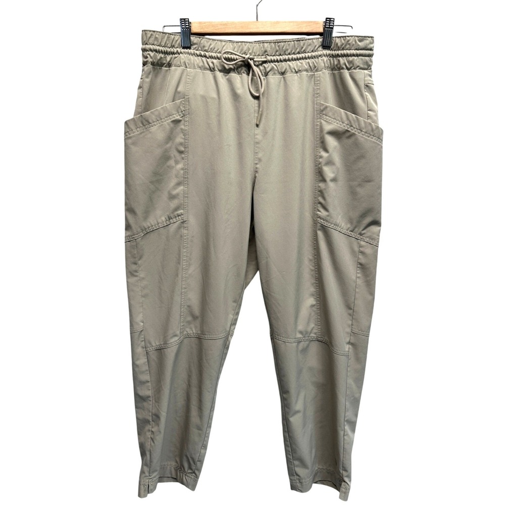 LL Bean Vista Camp Pants Womens Large Tan Khaki Hiking Utility Cropped Trousers